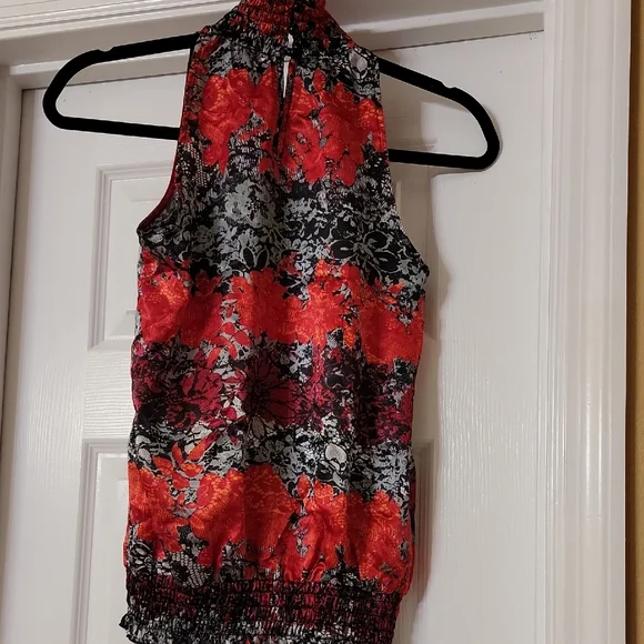Iz Bayer Floral Halter Top - Red and Black - Picture 8 of 10